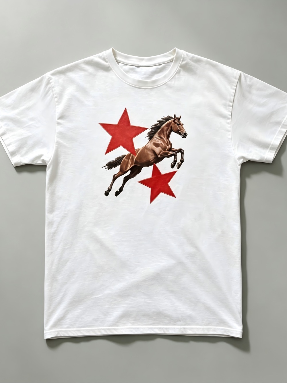 Vintage Distressed Jumping Horse With Two Red Stars Graphic T-shirt Unisex
